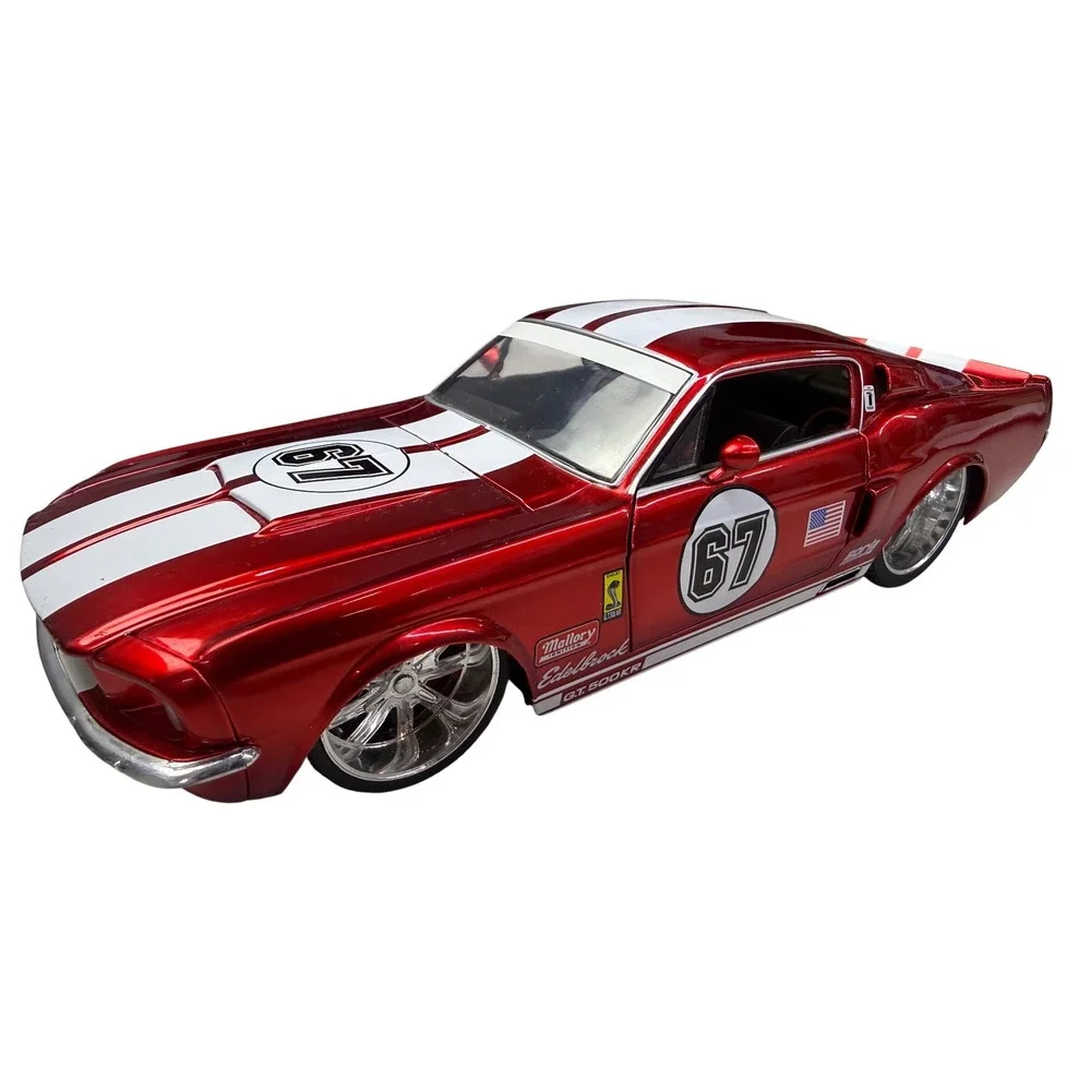 Jada Toys Bigtime Muscle 1967 Ford Mustang Shelby GT500KR 1:24 Diecast Red White - Picture 2 of 14